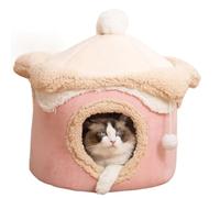 Ujjdwiurgh Cat Dog House Cave Warm Winter Deep Sleep Pet Nest Geometric Ice Cream House Fun Comfort Nest for Medium Pink 48x48cm Easy Install