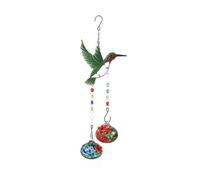 Ujjdwiurgh Charming Wind Chimes Hanging Bird Feeder with Flower Shape Feeding Ports B
