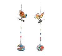 Ujjdwiurgh Charming Wind Chimes Hanging Bird Feeder with Flower Shape Feeding Ports Easy to Use