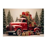 Ujjdwiurgh Christmas Background Cloth Party New Year Vintage Red Truck Children Photo Studio Photography Background Cloth,B Easy to Use