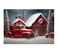 Ujjdwiurgh Christmas Background Cloth Party New Year Vintage Red Truck Children Photo Studio Photography Background Cloth,A Easy Install Easy to Use