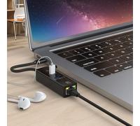 Ujjdwiurgh Converter 3in1 WithLED Light USB-A Office Accessories for Mobile Phone Tablet Laptop Silver