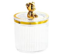 Ujjdwiurgh Cotton Swab Storage Acrylic Storage Box Cute Bear Cotton Pad Holder Makeup Organizer for Cotton Swabs Box Easy to Use 9 X 9 X 13.5cm Transparent