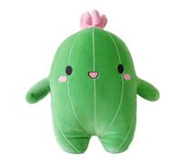 Ujjdwiurgh Cuddly Cactus Stuffed Plant Animal with Smile Face and Pink Antenna Soft Cacti Plush Toy Pillow,S Green