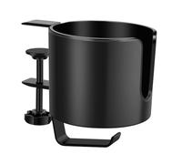 Ujjdwiurgh Desk Cup Holder for Coffee Mugs Water Cups Headphone Gaming Desk 2 in 1 Headphone Holder Nonslip Adjustable Desk Clamp Cup Rack Black