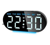 Ujjdwiurgh Digital Radio-Controlled Alarm Clock with LED Display, Night Light, Snooze Function, Table Clock Blue