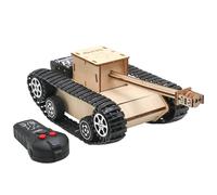 Ujjdwiurgh DIY Wooden Kids Science Experiment Kits-Remote Control Off Road Tracked Tank, Electric Motor Building Project for Kids Easy Install Easy to Use