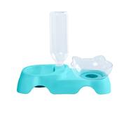 Ujjdwiurgh Double Dog Bowls Pets Water and Food Bowl Set with Automatic Waterer Bottle (Blue) Easy to Use