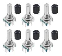 Ujjdwiurgh EC11 6pcs Rotary Encoder Kit Featuring Push Button 360¡ã Rotation, 5 Pin Interface, and Knob Caps for, ESP32 Projects