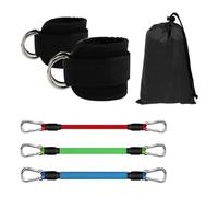 Ujjdwiurgh Elastic Belt Three(Including A Pair of Ankles) Leg Bounce Tension Rope Training with Elastic Rope Black Ankle Bands