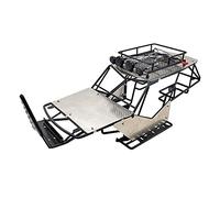 Ujjdwiurgh For 1/10 Scale RC Wraith Metal Roll Cage Frame Body with Roof Rack and Metal Sheets Side Step,Black