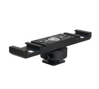 Ujjdwiurgh For Camera Vlog Video Light Bracket Stand Extension Bar Cold Shoe Mount Adapter Triple Hot Shoe Plate Mount for Mobile Phone Black