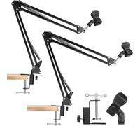 Ujjdwiurgh For Light Mics Podcast Gaming Recording Compatible 2 Pcs Boom Mic Arm Desk Microphone Stand with 3/8" Screw Mount Clamp Storable A