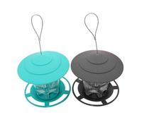 Ujjdwiurgh Garden Gazebo Hanging Wild Bird Feeder Outdoor Container Pet Bird Feeding House Type Bird Feeder Green+Gray