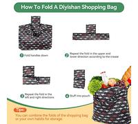 Ujjdwiurgh Grocery Bags Reusable Foldable 10 Pack Shopping Tote 50LBS Extra Large Ripstop Pattern Machine Washable Storage