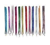 Ujjdwiurgh Hair Tinsel Strands with Tools 12 Colors Hair Tinsel Strands Kit, Hair Extensions Glitter Shiny Silk Tinsel