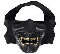 Ujjdwiurgh Halloween Costume Cosplay Tooth Decay Samurai Half Cover Mask Party Scary Decoration,Black