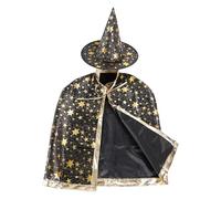 Ujjdwiurgh Halloween Costumes Witch Wizard Cloak with Hat for Kids Boys Girls Black