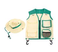Ujjdwiurgh Kids Outdoor Adventure Explorer Kit Costume Vest and Hat Set Realize Children Career Gifts Green