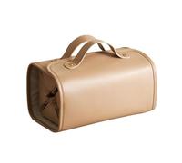 Ujjdwiurgh Large Capacity Travel Makeup Bag Organizer Pouch with Foldable Design Waterproof Toiletry and Make Up Bag Brown