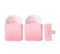 Ujjdwiurgh Lavalier Microphone with Noise Reduction Recording Mute Function Portable Audio Video Live MIC Pink