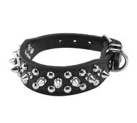 Ujjdwiurgh Leather Spiked Studded Dog Collar 1 inch Wide for Small/X-Small Breeds and Puppies (Black, S: For Neck 6-8 inch)