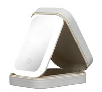 Ujjdwiurgh LED Three-Color Adjustable Makeup Mirror, Three Colors Brightness Adjustable Makeup Mirror with Lights White