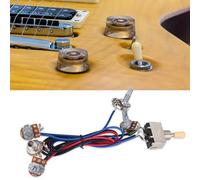 Ujjdwiurgh Lp Electric Guitar Pickups Wiring Harness Kit 2T2V 500K Pots 3 Way Switch With Jack For Dual Humbucker Les Pual Style Guitar Replacements, Cream Color Cap
