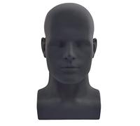 Ujjdwiurgh Male Mannequin Head Professional Manikin Head for Display Wigs Hats Headphone Display Stand (Matte Black)