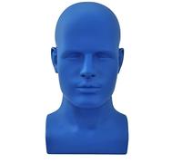 Ujjdwiurgh Male Mannequin Head Professional Manikin Head for Display Wigs Hats Headphone Display Stand (Matte Blue)