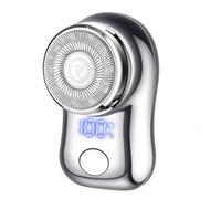 Ujjdwiurgh Man Electric Beard Shaver with Digital Displa, USB Rechargeable Dry/Wet Use Mini Sha, Stainless Steel Spiral Silver