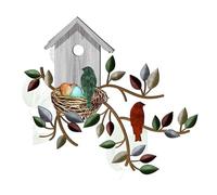 Ujjdwiurgh Metal Hanging Tree with Birdhouse Wall Art Outdoor Wall Decor Bird Decorations for the Home Metal Leaf Wall Decor B