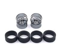 Ujjdwiurgh Metal Wheel Rim Rubber Tire Set for 284131 K969 K989 P929 Mini-Z Mini-Q Mini-D IW04M 1/28 RC Car Upgrade Parts,4