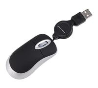 Ujjdwiurgh Mini USB Wired Mouse Retractable Cable Tiny Small Mouse 1600 DPI Optical Compact Travel Mice for 98 2000 XP Vista Ve (Black)