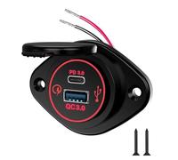 Ujjdwiurgh Modified Dual QC3.0 USB Fast Charging Multifunctional Waterproof Car Phone Charger for Car RV Yacht QC PD Red