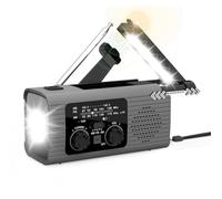 Ujjdwiurgh Multi-Function Solar Powered Emergency Radio with AM/FM Band Hand Crank Lighting Disaster Prevention Radio Gray