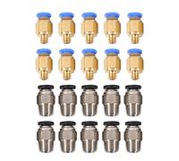 Ujjdwiurgh PC4-M10 Straight Pneumatic Fitting Push to Connect + PC4-M6 Quick in Fitting for 3D Printer Bowden Extruder (Pack of 20pcs)