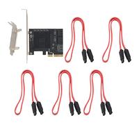 Ujjdwiurgh PCIE to 5-Port III 6 Gbps Controller Expansion Card Computer Chassis Adapter Card JMB585 with 5 Cables