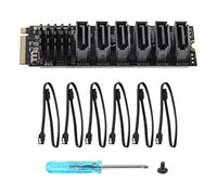 Ujjdwiurgh PCIE to 6Gpbsx6-Port Expansion Card+ Cable M.2 MKEY PCI-E Riser Card M.2 NVME to SATA3.0 ASM1166 Support PM
