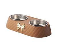 Ujjdwiurgh Pet Supplies Dog and Cat Food Bowls Bowtie Design Drinking Double Bowl 1PC Set C