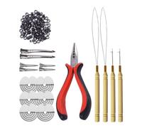 Ujjdwiurgh Pliers Crochet Silicone Buckle Hair Extension Pliers Ring Tool Set Crochet Hair Extension Set