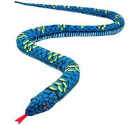 Ujjdwiurgh Plush Giant Snake Realistic Stuffed Animal Red Eyes Toy Gifts for Boys and Girls 110 Inches Blue