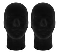 Ujjdwiurgh Polystyrene Black Foam Men Model Mannequin Head Dummy Stand Shop Display Hat, 2 x BLACK