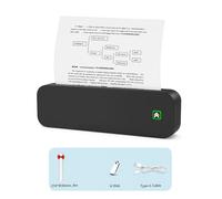 Ujjdwiurgh Portable A4 Thermal Printer Inkless for Office Photo PDF Document Memo Stencil Printing Black