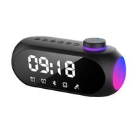 Ujjdwiurgh Portable Mini FM Radio Receiver Hifi Sound RGB Bluetooth Speaker with Clock Dual Alarm Clock Support Handsfree -A Easy to Use