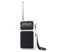 Ujjdwiurgh Portable Pocket AM FM Radio 2 Band Stereo Radio Operated Telescopic Antenna Radio with 3.5mm Headphone Jack, White