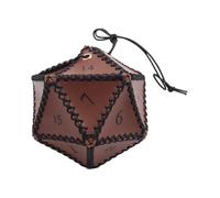 Ujjdwiurgh PU Leather D20 Dice Bag Polyhedral Dice Pouch for, Game, DND Dice Bag, Brown