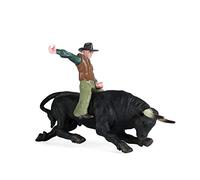 Ujjdwiurgh PVC Model Animal Toys Rodeo Bull with Rider Collectible Static Plastic Toy for Children
