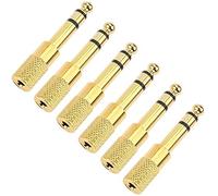Ujjdwiurgh Quarter Inch Adapter, 6.35mm (1/4 Inch) Male to 3.5mm (1/8 Inch) Female Headphone Jack Plug, Gold 6 Pack