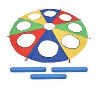 Ujjdwiurgh Rainbow Parachute Parachute 6 Feet, Play Parachute Outdoor Game (W Mouse) Activity Toy with 3x Air Sticks 2M